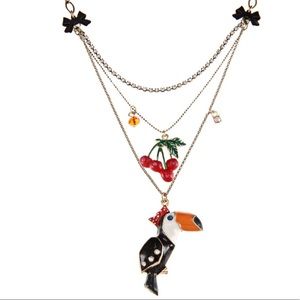 Betsey Johnson - 3 row Toucan Pendant Necklace
